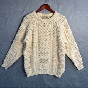 Gaeltarra Aran Sweater Mens 42 Large Ivory Wool Chunky Fisherman Ireland